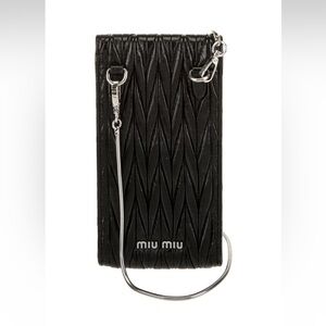 Authentic Miu Miu Black Quilted Leather Crossbody Bag Cell Phone Case Mini Bag